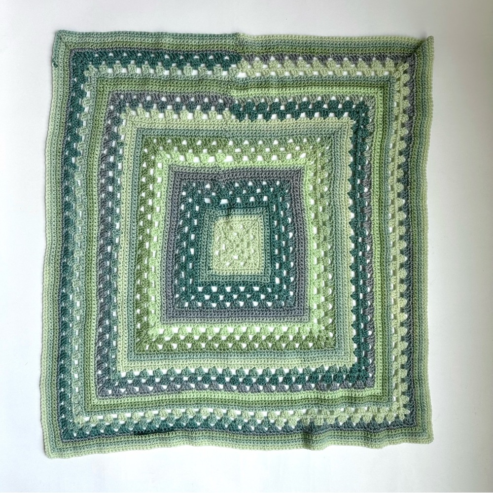 Handmade Crocheted Baby Lap Doll Blanket Afghan Green